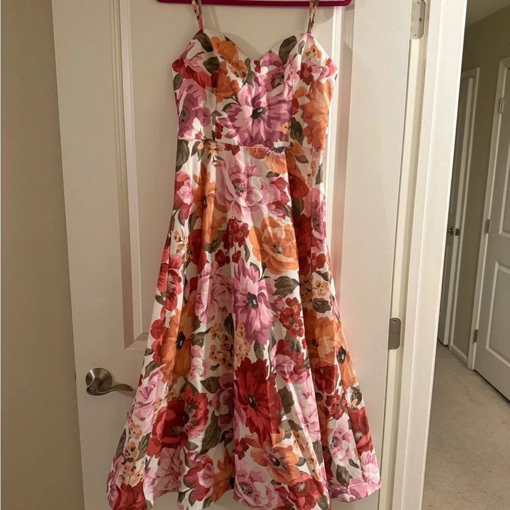 Showpo Floral Pink and Green Midi Dress - Picture 3 of 4